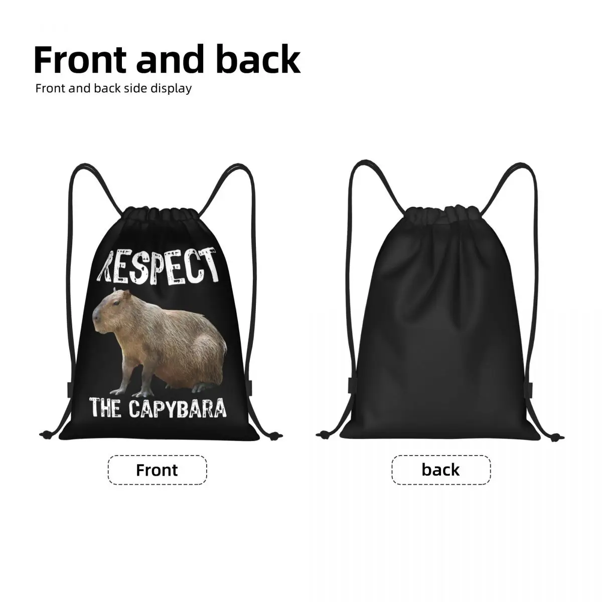 Custom Respect The Capybara Drawstring Backpack Women Men Gym Sport Sackpack Foldable Funny Rodent Shopping Bag Sack