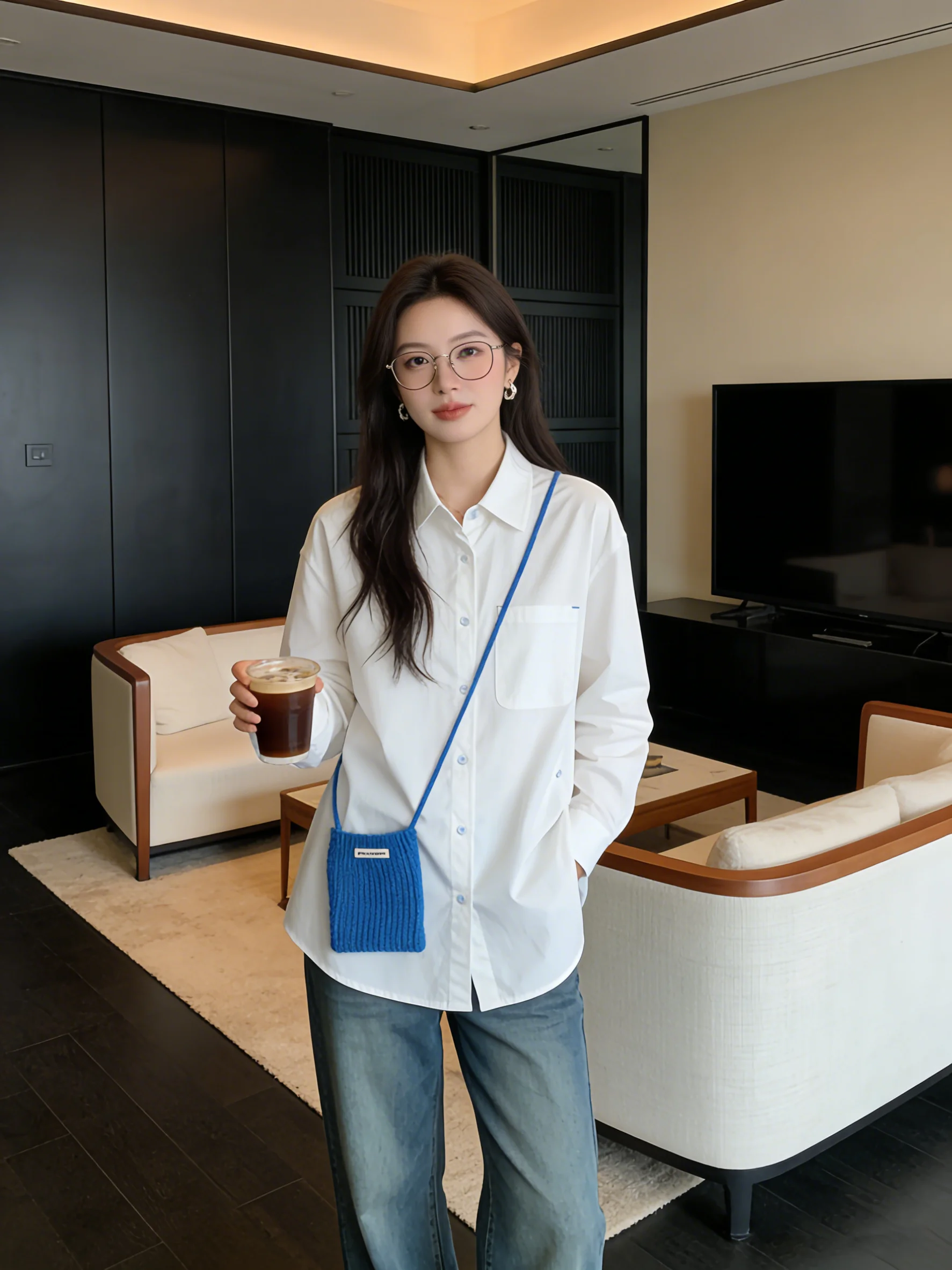 

Loose Korean Style Long Sleeve White Shirt Women's Early Spring Commute Casual Slimming Sun Protection Outerwear