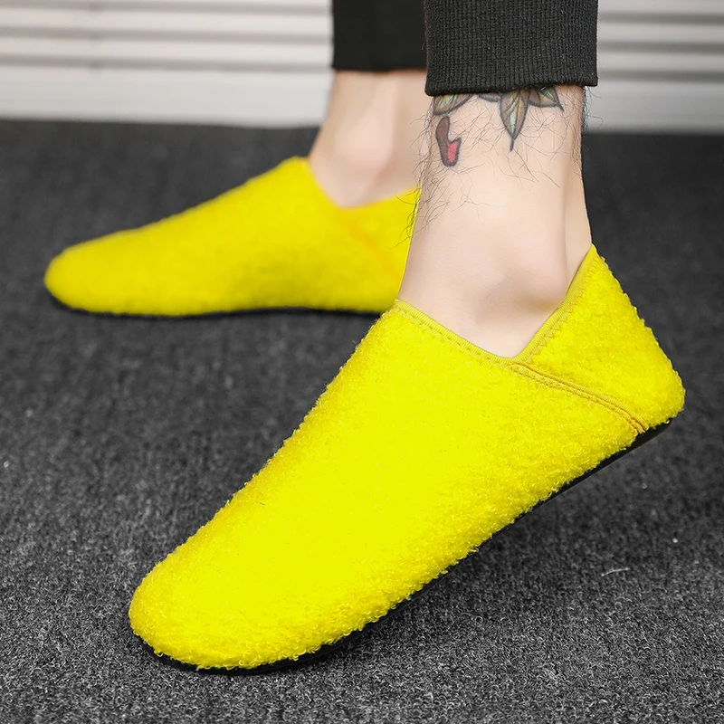 

MAEDEF Men Women Shoes Winter Slippers Warm Shoes Soft Plush Flats Casual Shoes Male Loafers Thin Bottom Men Home Walking Shoes