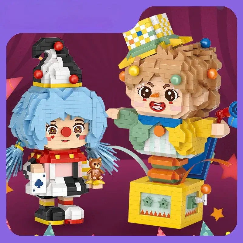 

DIY black and white surprise clown miniature assembly small particles puzzle building block toy boys and girls cartoon