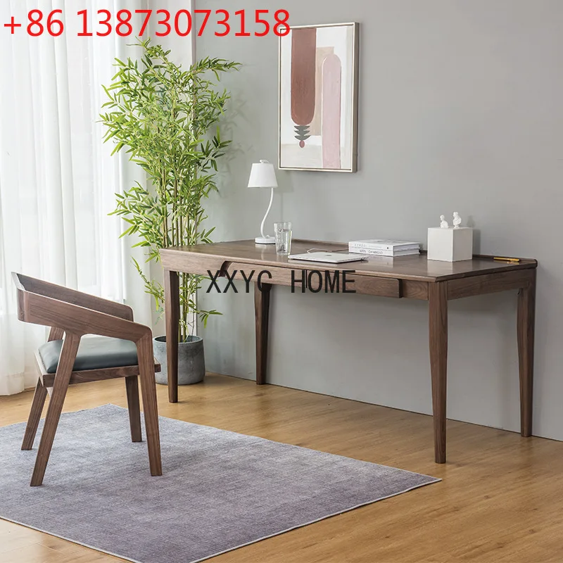 

North America Black Walnut Wooden Desk Solid Wood Modern Double Writing Computer Desk Desk