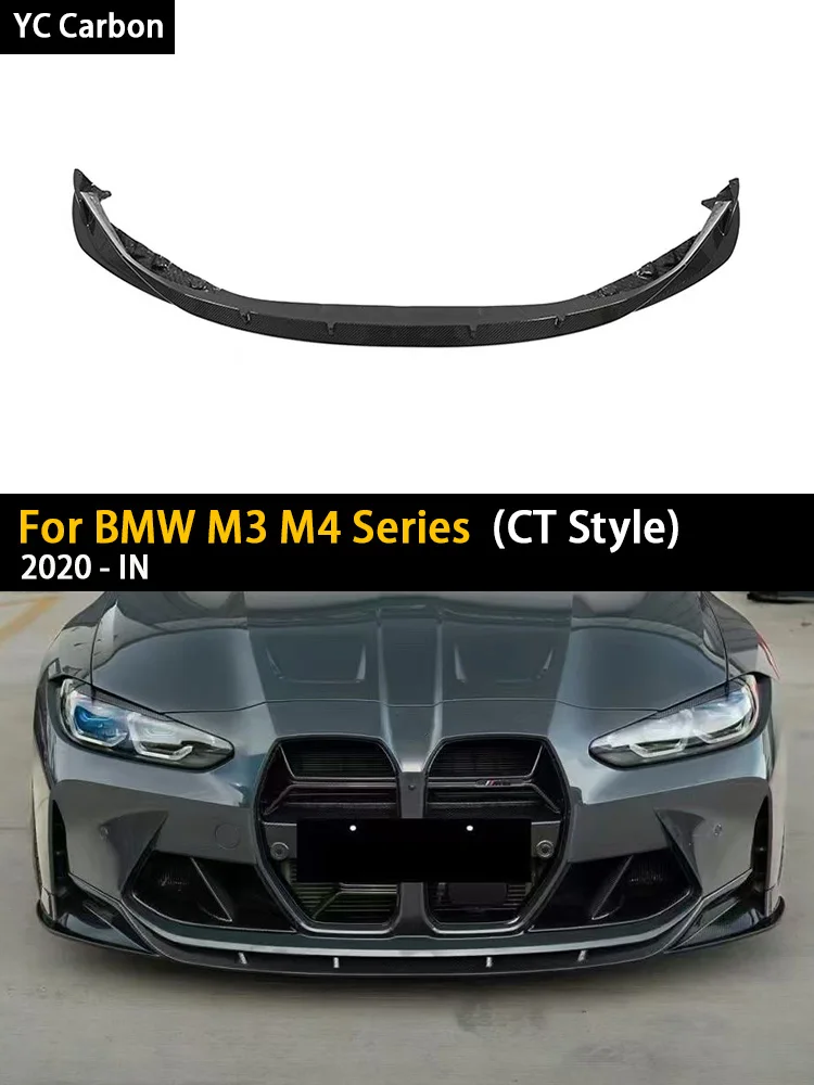 Real Dry Carbon Fiber CT Style Front Bumper Lip for BMW G80 G81 M3 G82 G83 M4 2020+ Chin Splitter Spoiler Front Scoop Diffuser