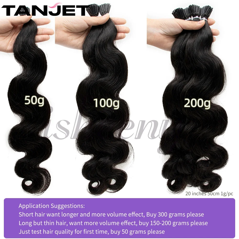 Body Wave I Tip Microlink Human Hair Extensions For Black Women Natural Wavy Italian Keratin Capsule Micro Ring Hair Extensions