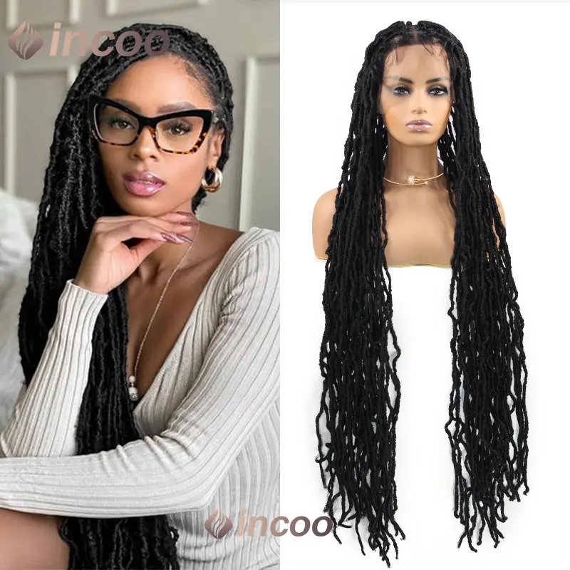 

Super Long Synthetic Full Lace Frontal Braided Wigs 40Inch Butterfly Knotless Box Braiding Wig Senegalese Twist Locs Braids Wigs