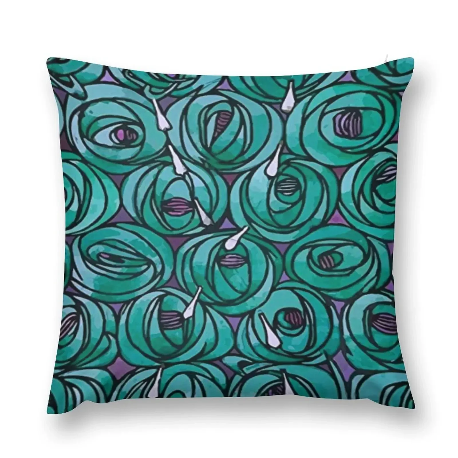 

Charles Rennie Mackintosh - Roses teardrops, green Throw Pillow Sitting Cushion home decor items Marble Cushion Cover pillow