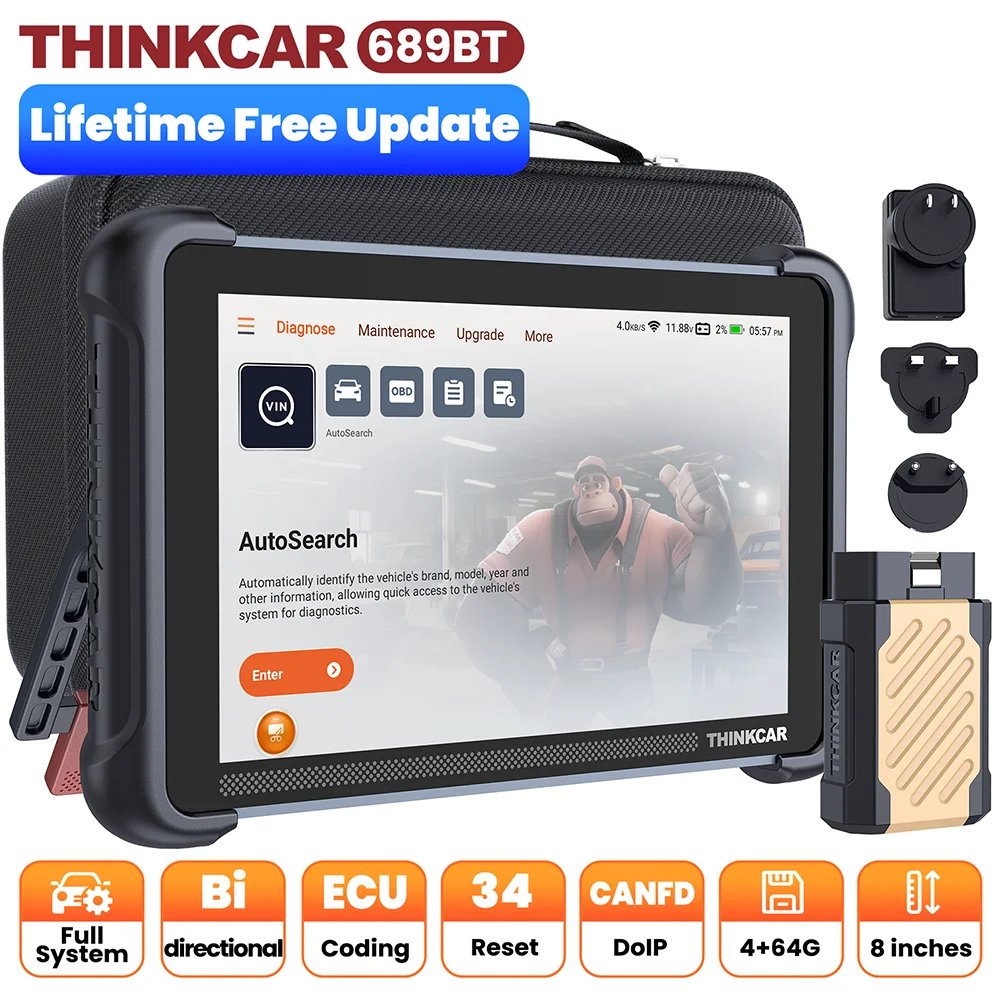 THINKSCAN 689BT Auto OBD2 Scanner CANFD DOIP Full System Actuator Test 34 Reset IMMO Lifetime Free Update Car Diagnostic Tool