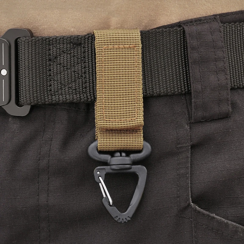 Outdoor Camping Hiking Molle Tactical Gear Nylon Ribbon Knapsack Keychain Triangle Backpack Waist Bag Fastener Hook Buckle