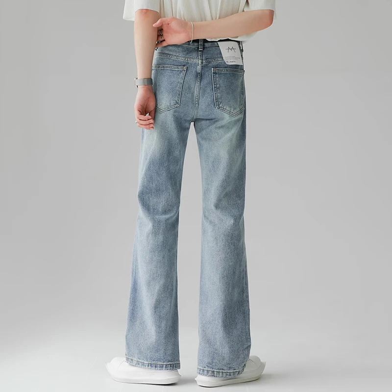 Men Comfortable Baggy Commute Jeans Male Fashion Casual Bell Bottom Denim Pants Korean Simple Vintage Straight Denim Trousers