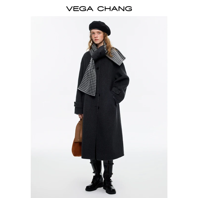 

Vega Chang Winter New Women's Retro Plaid Wool Double-Sided Woolen Coat British Retro Coat