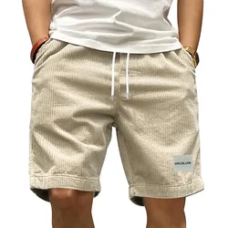 Vintage Cargo Shorts Men's Summer Trendy Retro Corduroy Short Pants Men's Casual Solid Color Shorts Sports Breathable Sweatpants