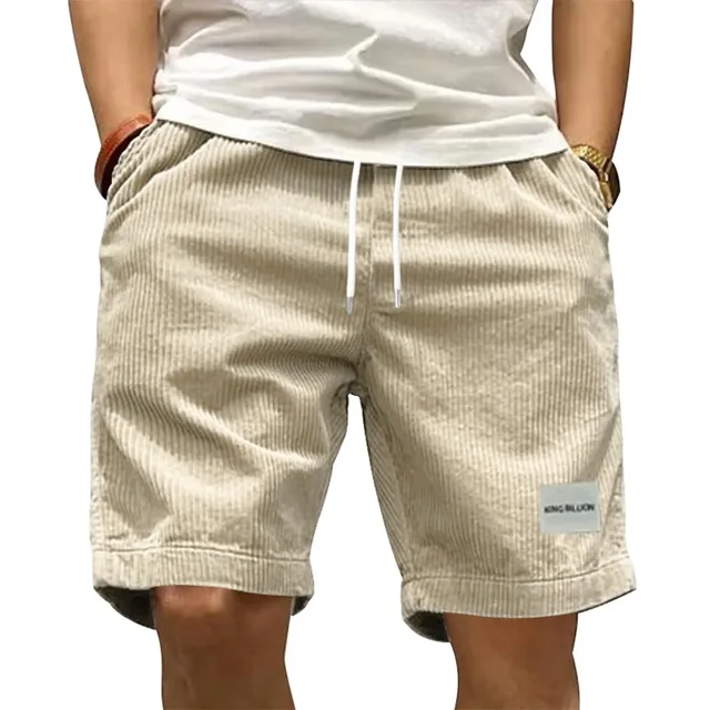Vintage Cargo szorty męskie letnie modne Retro sztruksowe krótkie spodnie męskie Casual szorty w jednolitym kolorze sportowe oddychające spodnie dresowe