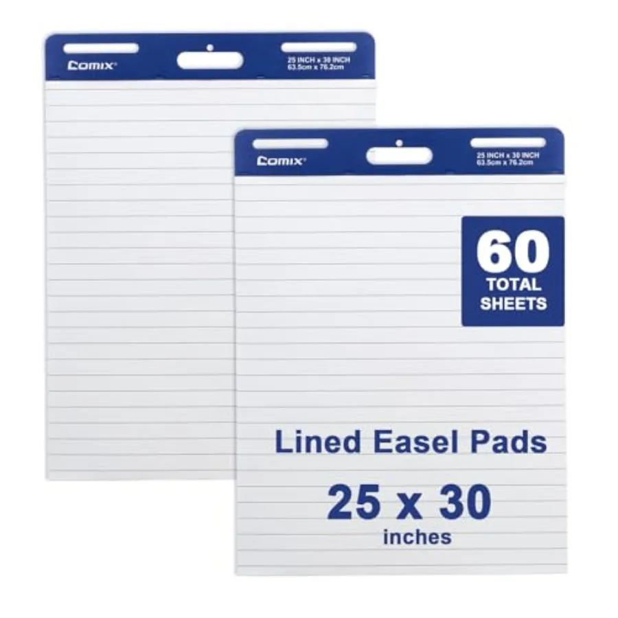 

Lined Sticky Easel Pad 25 x 30 Inches Flip Chart Paper for Teachers Large Self Stick Easel Paper 30 Sheets/Pad 2 Pads/Pack