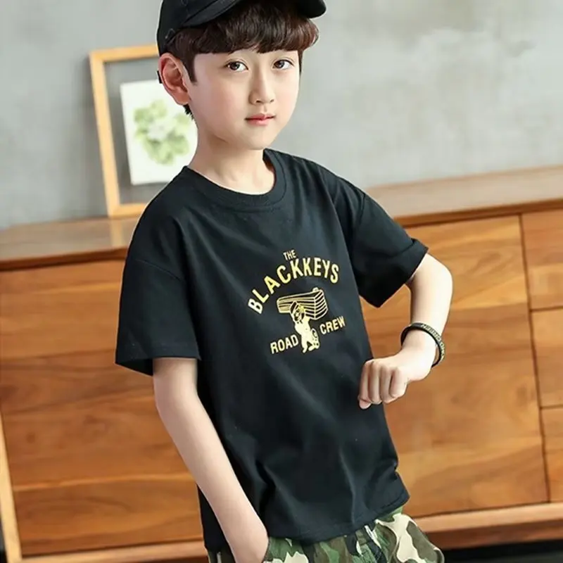 

Round Neck Casual All-match Five-point Sleeve Summer T-shirt Trendy Children's Clothing New Temperament Fashion Loose Ins