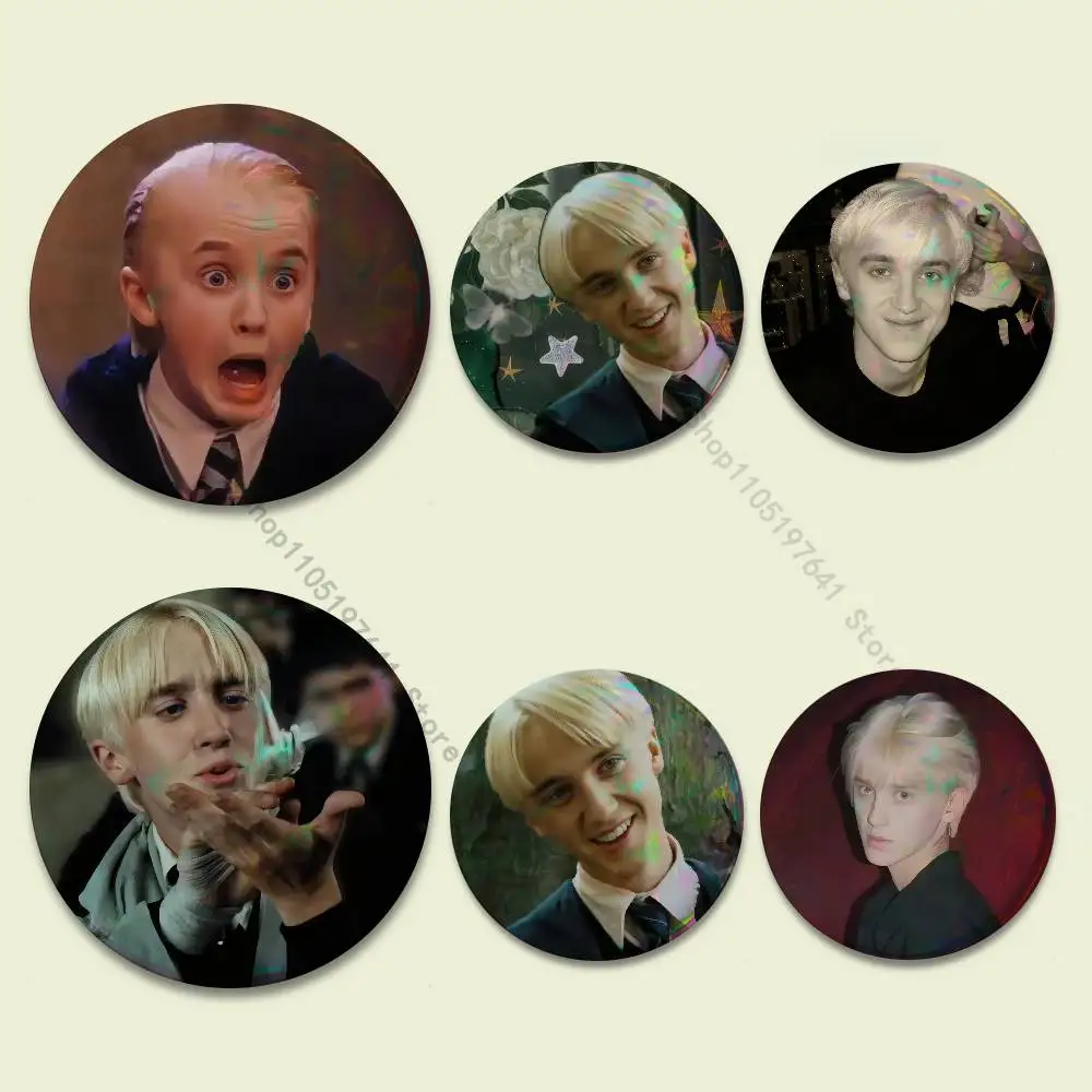 

Actor D-Draco M-Malfoy Badges Button Round Creative Pin Brooch Badge Bag Decor Fans Collect Friends Gifts