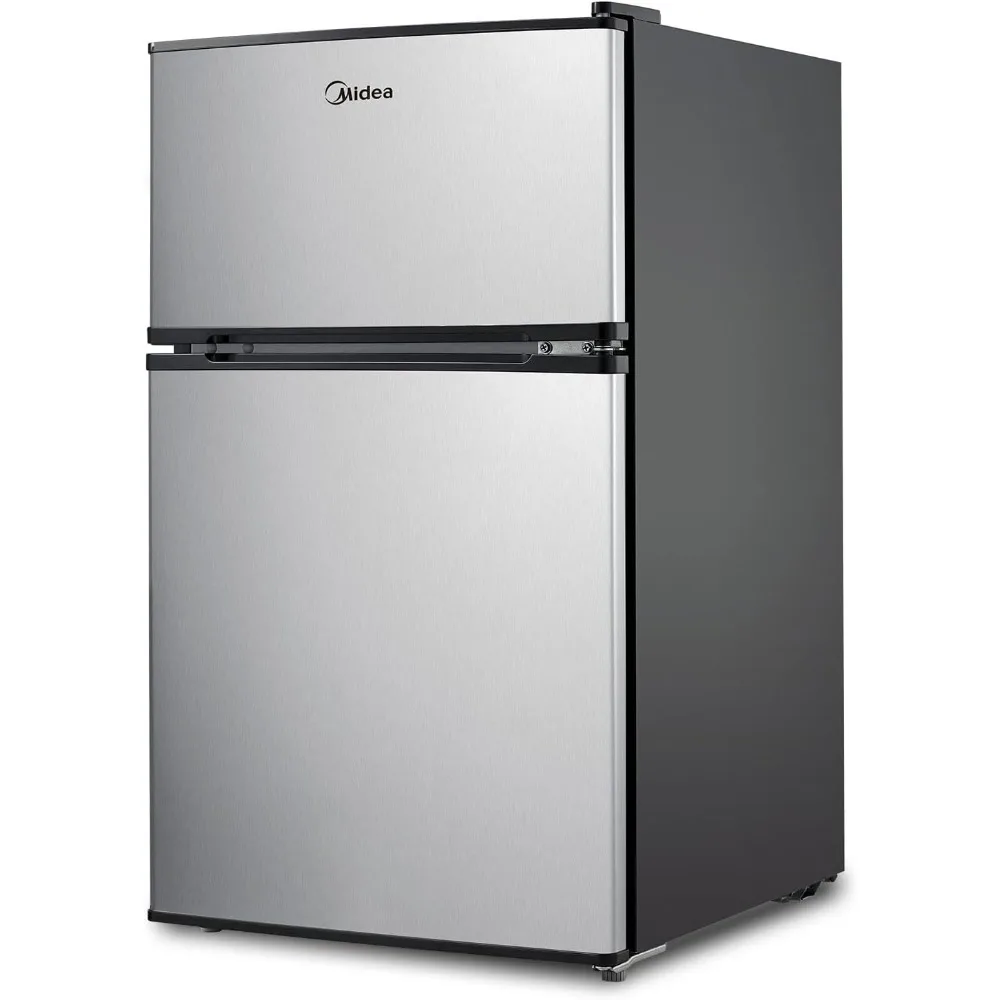 Compact Refrigerator, 3.1 cu ft，Compact Freezer-on-Top,Automatic Defrost，Stainless Steel