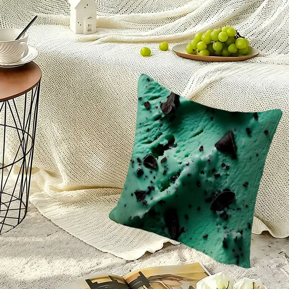 Creamy Ice Cream Chocolate Square Double-Sided printed Pillow Case Bedroom Bedside Pillow Sofa Cushion Cover