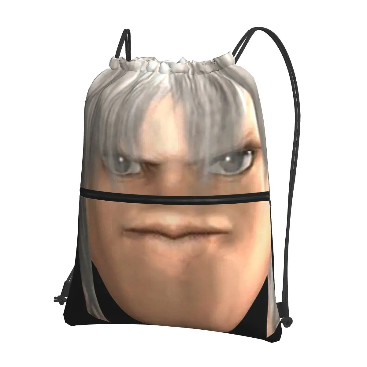 Blursed Dante - Devil May Cry Ugly Funny Face Meme Backpacks Casual Drawstring Bundle Pocket Shoes Bag Book Bags Travel Students