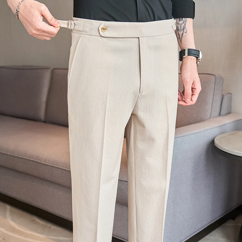 High-quality Men's Business Casual Neapolitan Slim-fit Trousers for Autumn, Suitable for Daily Commuting and Formal Occasions.