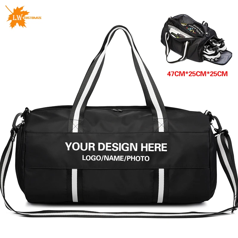 

Custom Large Gym Bag Logo Fitness Bags Print image Wet Dry Training Men Yoga For Shoes Travel Shoulder Handbags Swimming Bag