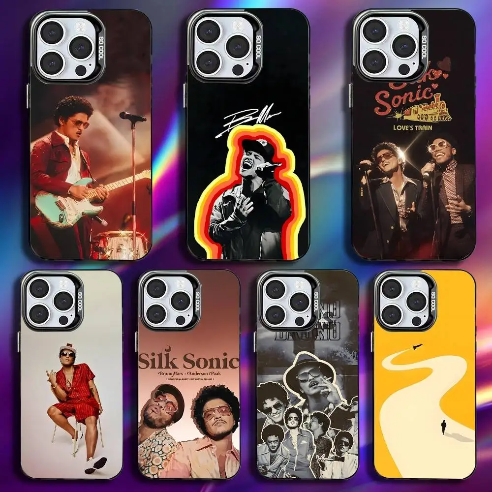 

Singer B-Bruno M-Mars Phone Case For iPhone 16,15,14,13,12,11,Pro,Max,Plus,Mini,XS,SE Anti Fall Black Matte Hard Bumper