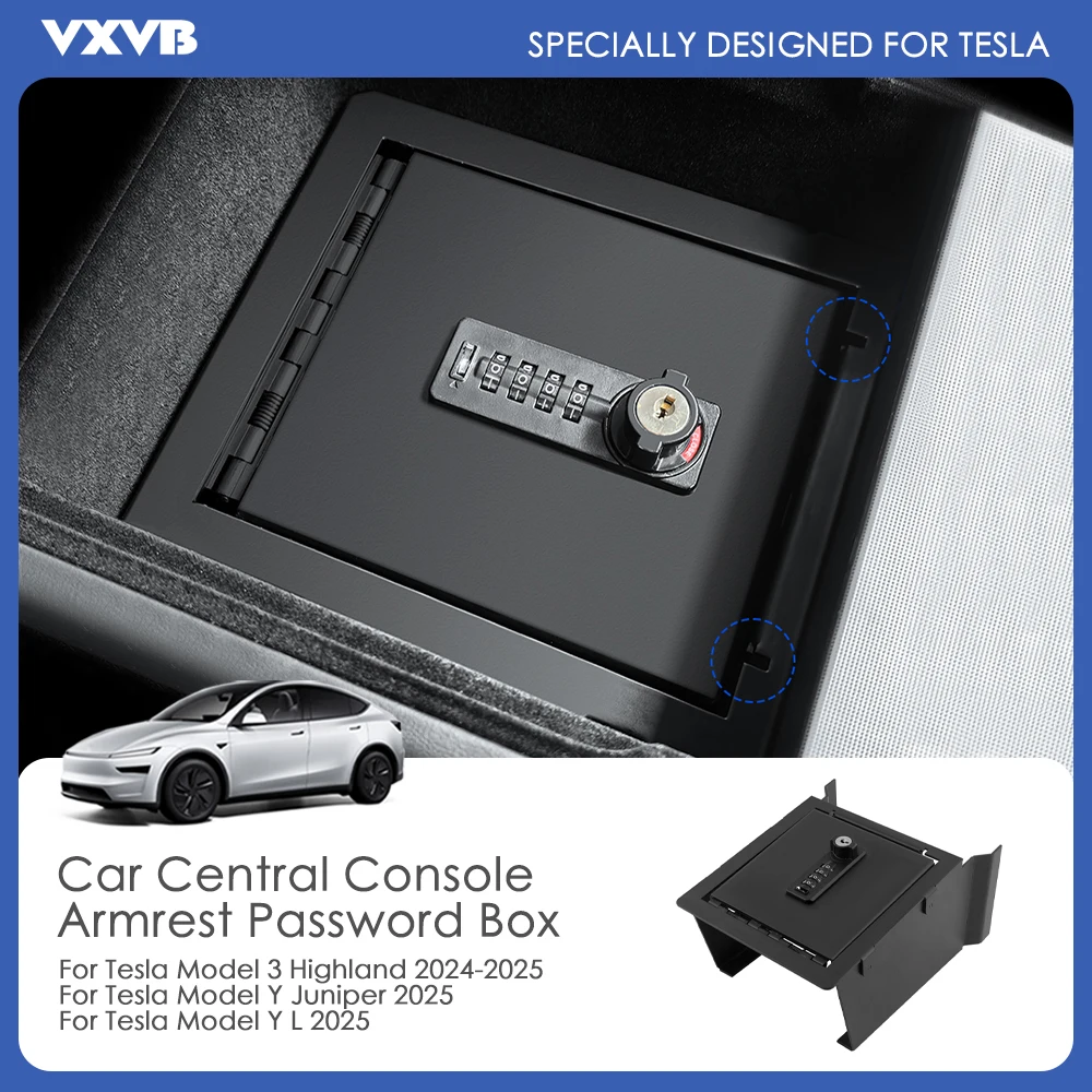 Cassetta di sicurezza per console centrale per Tesla Model Y Juniper Model 3 Highland Model YL 2025 Organizzatore centrale di sicurezza antifurto