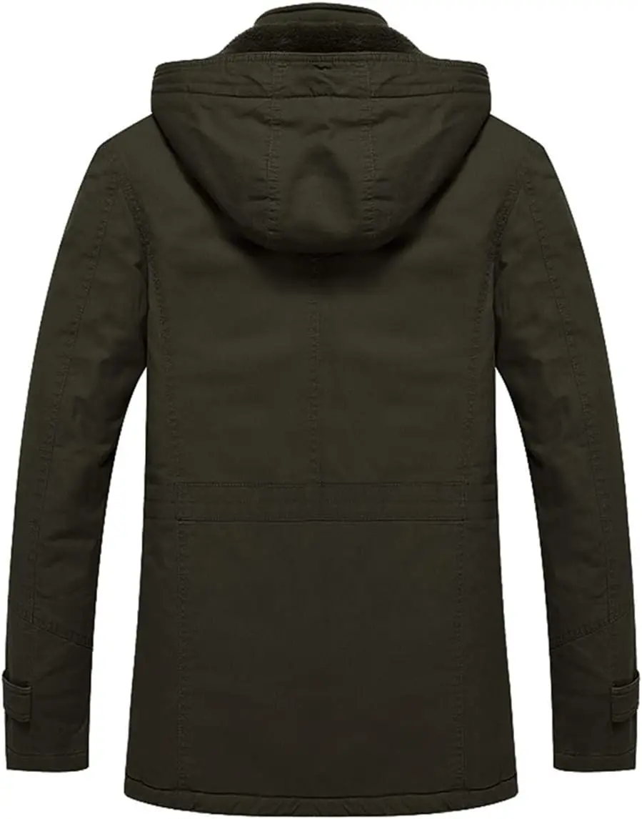 TACVASEN Men's Winter Jacket Cotton Military Jackets Fleece Lined Thick Work Coats Warm Cargo Jackets with Hooded