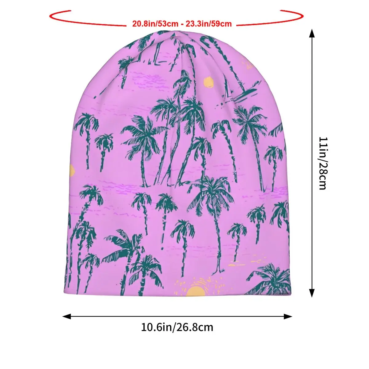 Bright Palm Tree Beach Tropical Autumn Female Thin Beanies Double Used Warm Bonnet Hats