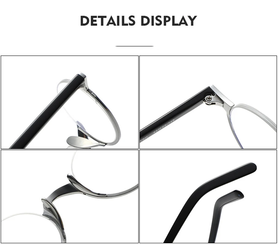 اليابان الرجال التيتانيوم إطار نظارات دائرية نصف إطار نظارات بمادة الخلات جديد ريترو صغيرة عالية الجودة نظارات إطار نظارات نسائية #4