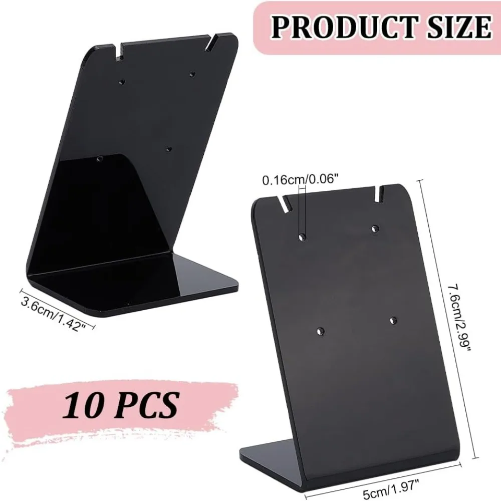 10pcs Acrylic Earring Holder 60 Holes Black Earring Display Stands L-shape Ear Organizer Dangling Earring Stands for Selling