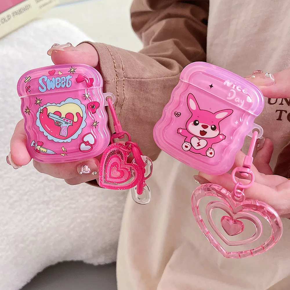 かわいいハート柄イヤホンケースairpodsためairpod 3ケース愛ペンダント用ポッドプロ2ソフトシリコン保護ボックス