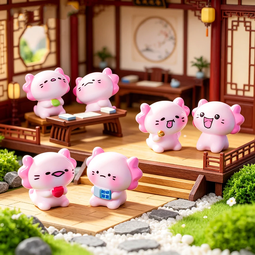6/12/18/30pcs Mini Resin Axolotl Miniature Figures Dish Garden Micro Landscape Decoration Teacup Garden Desk Axolotl Ornament