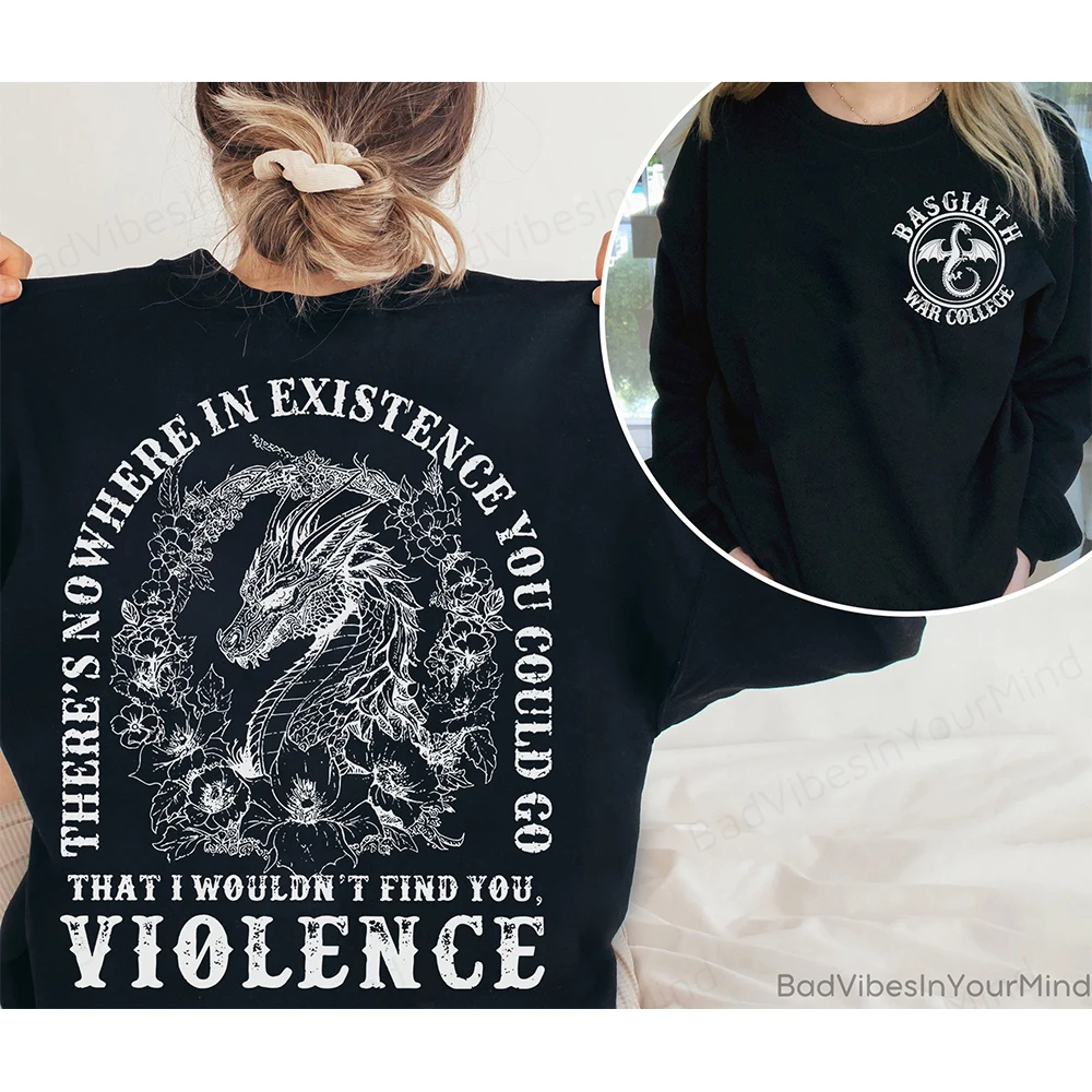 Femmes Y2K haut rétro sweat quatrième aile Dragon Rider Basgiath guerre collège sweat fantaisie académique Bookish sweat haut