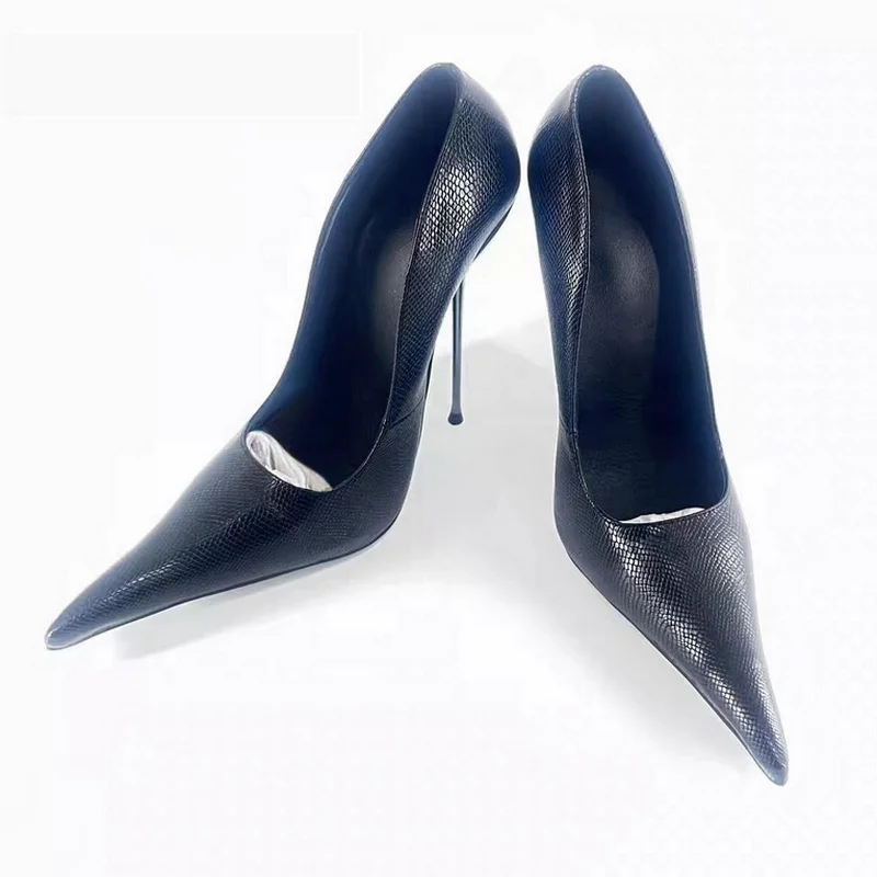 FHC 17CM Metal High Heels,Women Pumps,Men Fetish Bed Cosplay Shoes.Extremely Pointy Toe,Stone Pattern,Slip On, Custom Colors
