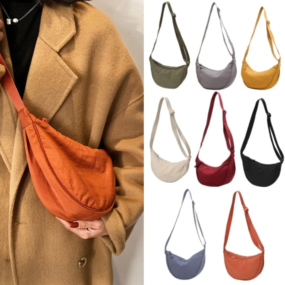 

Casual Nylon Hobos Crossbody Bag for Women Shoulder Bag Woman Half Moon Chest Bags Tote Lady Travel Shopper Bag Female Purses