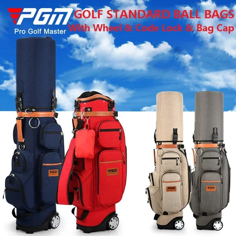 PGM Multi-Functional Golf Standard Ball Bags Big Capacity Stand Bag with Wheel Waterproof Dust-proof Aviation Pack With Cover