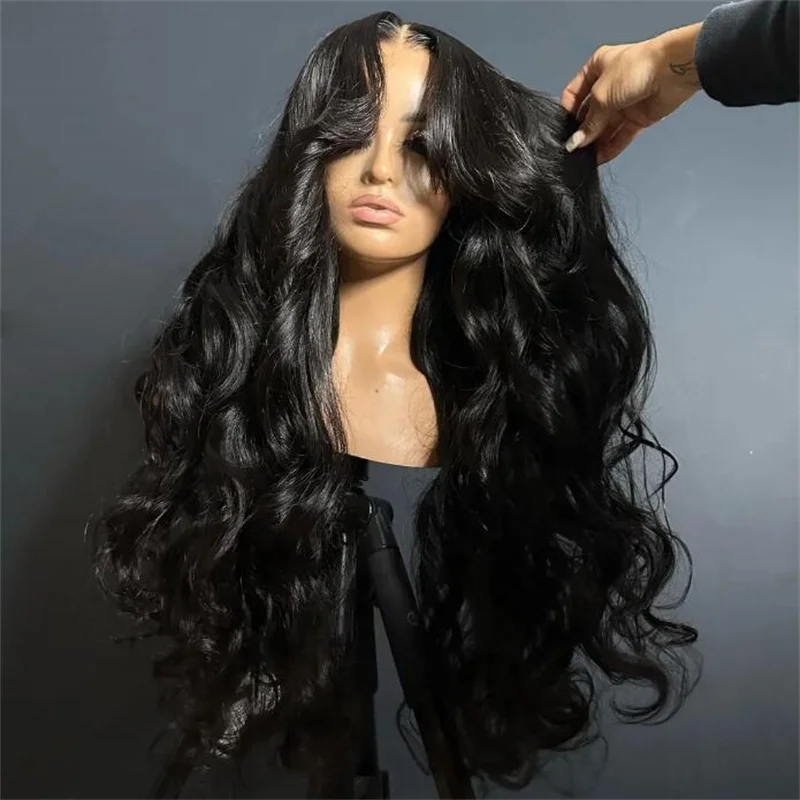 Natural Preplucked Black 24“ 180Density Wave Lace Jewish 5x5 Silk Base European Human Hair Wig For Women BabyHair Glueless