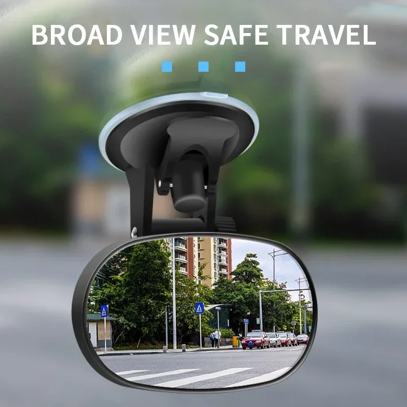 กระจกหน้ารถยนต์สำหรับเด็กทารกกระจกมองหลัง360องศากระจกกระบังแสงแผ่นติดกระจกหมุนได้