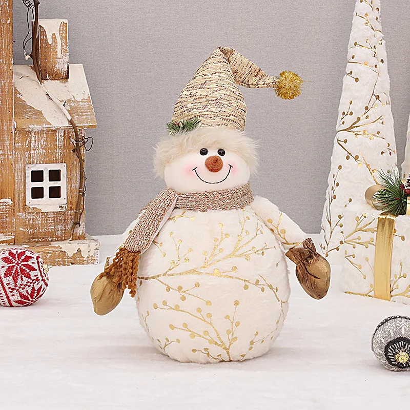 26/60cm Big Size Christmas Dolls Decoration Short Plush Printe Santa Claus Snowman Doll for Christmas Tree Ornaments Figurine