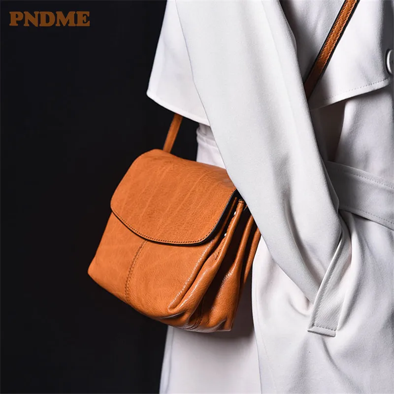 PNDME dorywczo prosta zewnętrzna skórzana damska torba na ramię moda luksusowa wysokiej jakości prawdziwa skóra bydlęca torba crossbody imprezowa torba