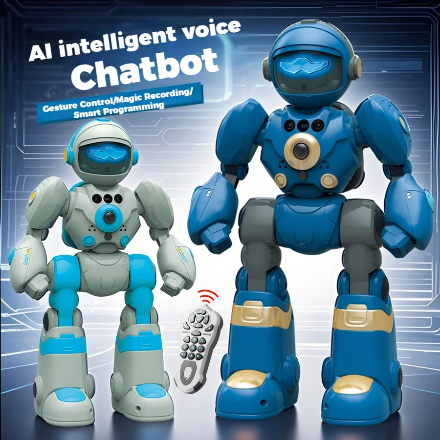 AI Voice Dialogue RC Robot Gesture Sensing Infrared Remote Control Sing Dance Recording Early Educational Birthday Gift For Kids