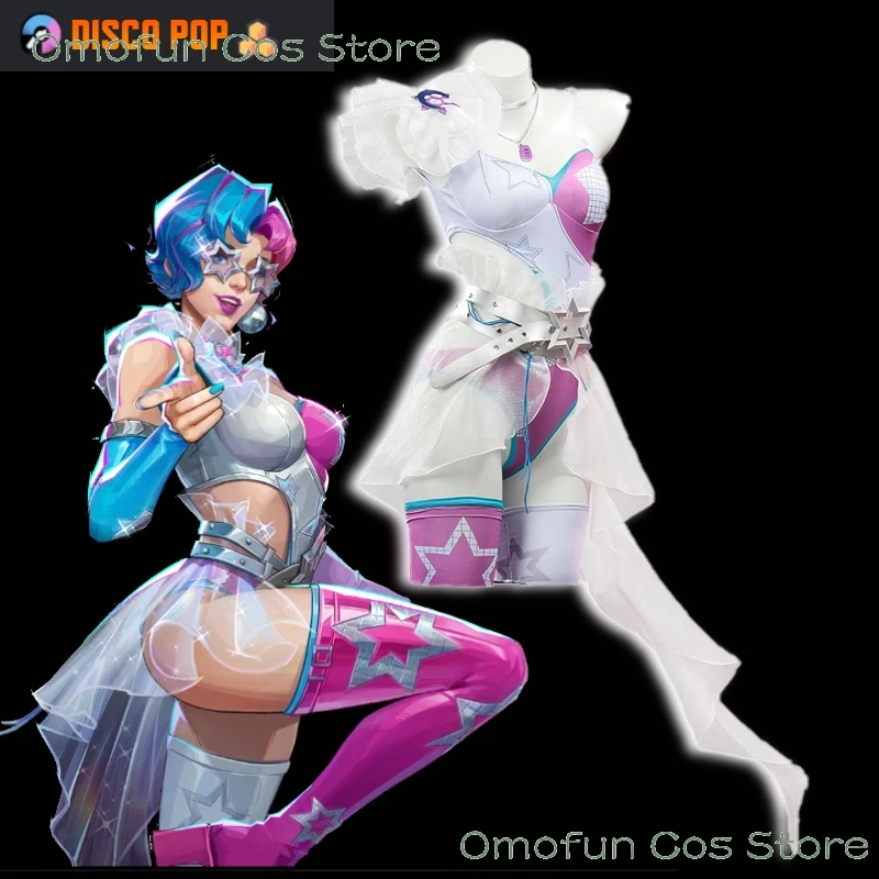 

Mv Rival Luna Snow Cosplay Cosmetics Costume Disco Pop Clothing Women Pink Suit Halloween Game Suit Sexy Dress Expo Party Outfit