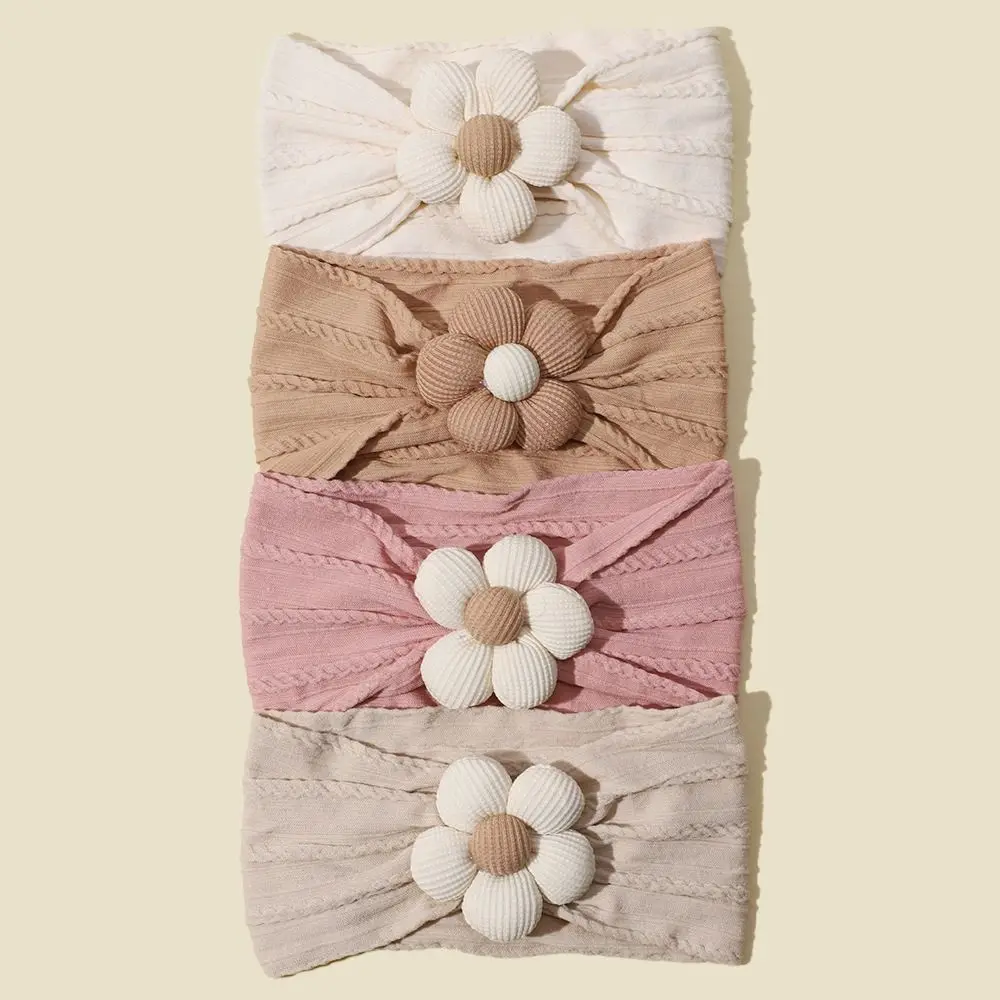 Diadema ancha con flores para bebé, diadema elástica suave para recién nacido, accesorios para el cabello de nailon para niño