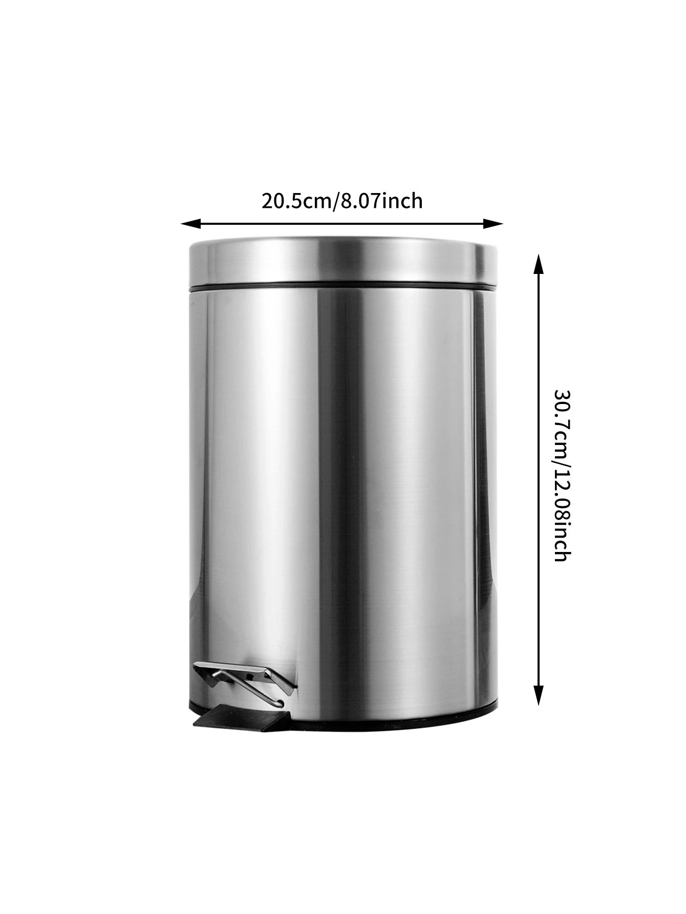 Mirror 7L 8L Stainless Steel Foot Pedal Trash Can for Hotel Bathroom Dust Bin and Kitchen Household School