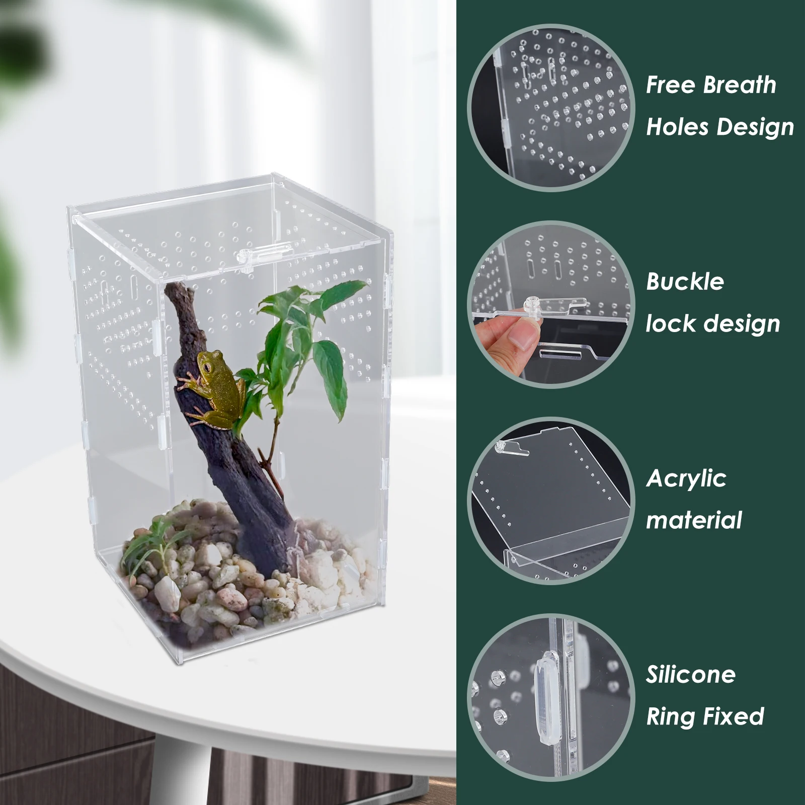 Reptile Habitat Terrarium Breeding Box Acrylic Case Terrarium Enclosure Acranged Transparent Climbing Pet Feeding Boxes Spider