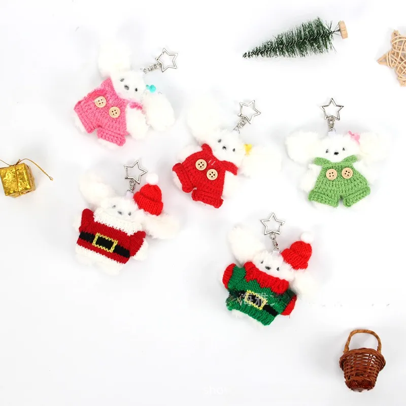 Nieuwe stijl knuffels pluche kerst mini hond overall vijfpuntige ster Kawaii prachtige zachte tas hanger cadeau voor vriend