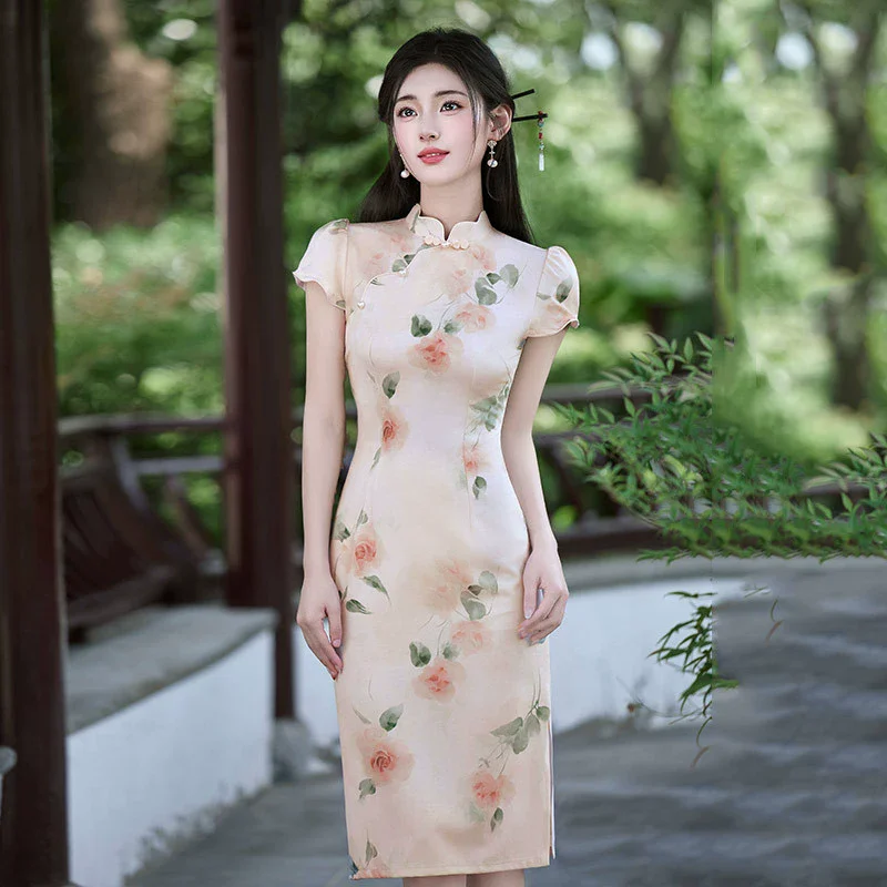 Nuevo Qipao chino de verano para mujer edición delgada 2025 nuevo vestido mejorado para chica joven vestido Qipao de longitud media