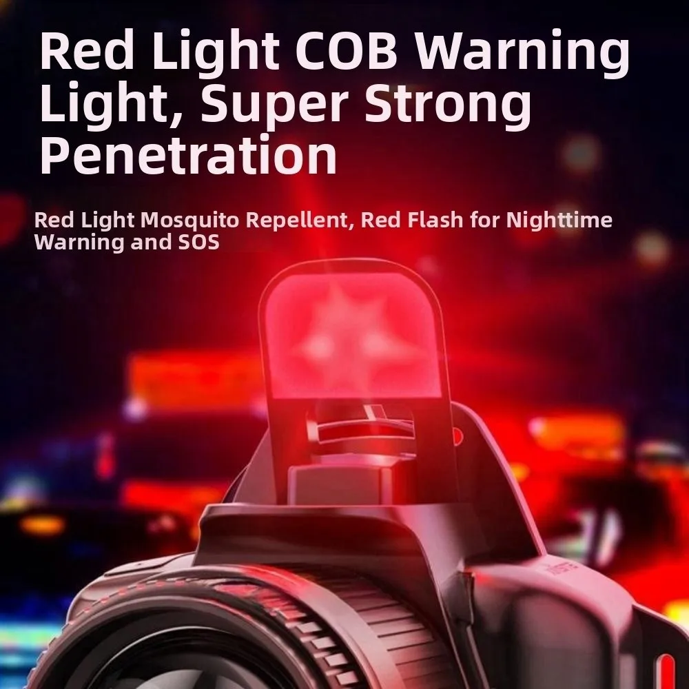 Telescopic Zoom Super Bright Headlight Black Waterproof Strong Light Led Headlamp Digital Display Hands-Free