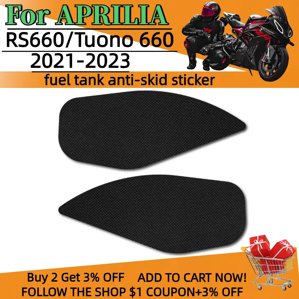 For Aprilia RS660/Tuono 660 2021 - 2023 Anti Slip Fuel Tank gasket Side Knee Grip Decal Protector Sticker Pad Motorcycle Sticker