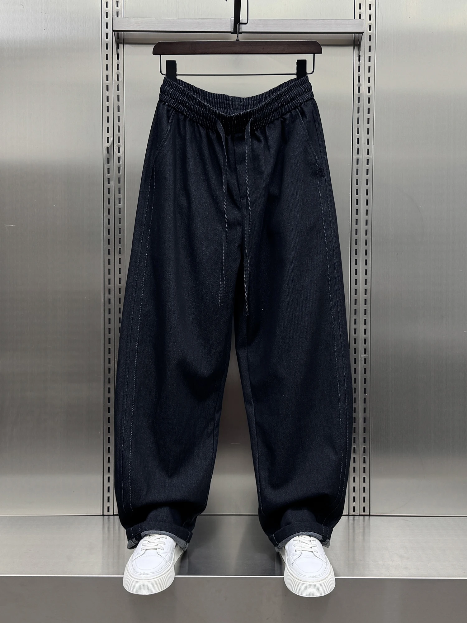 

Мужские повседневные свободные брюки прямого кроя, осень 2025, новинка, модные, драпирующиеся, универсальные, свободные широкие брюки-кюлоты