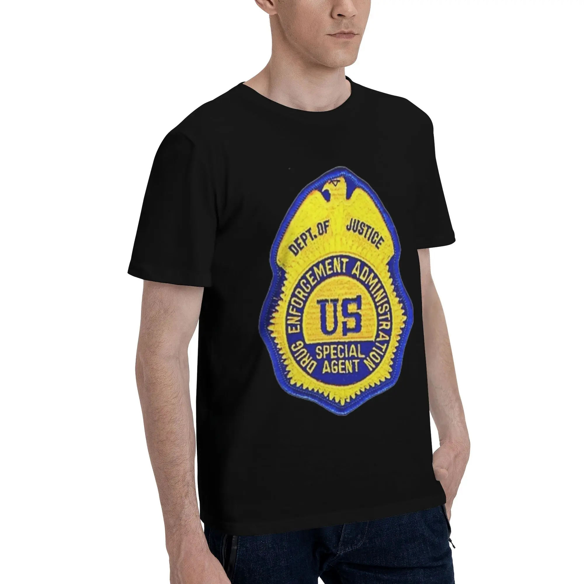 DEA Special Agent T-Shirt for Men  Novelty Cotton Tee Shirt Crew Neck Short Sleeve T Shirt Plus Size Tops